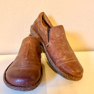 Born Womens 9 Noley Casual  Brown Leather Slip-On Shoes